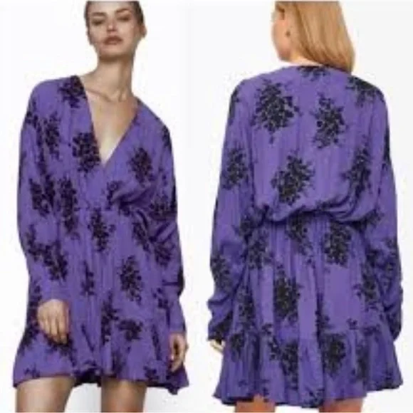 BLOGGERS FAVE/ ZARA DRESSES PURPLE/FLORAL PRINT SZ S - Picture 4 of 13